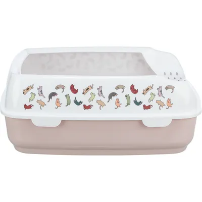 Trixie - Bac à litière Delio rose et blanche 49.5 x 38 x 20 cm pour chat