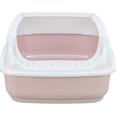 Bac à litière Delio rose et blanche 49.5 x 38 x 20 cm pour chat