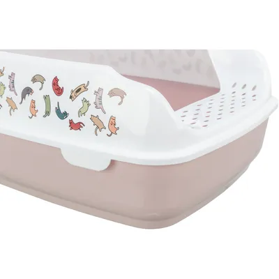 Trixie - Bac à litière Delio rose et blanche 49.5 x 38 x 20 cm pour chat