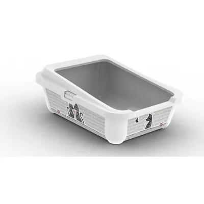 animallparadise - Bac a litière Hercules blanc  51 x 39 x h  19 cm pour cha