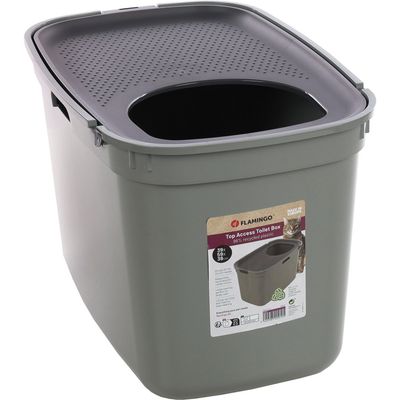 Bac à litière Kato Vert olive entrée par dessus pour chat