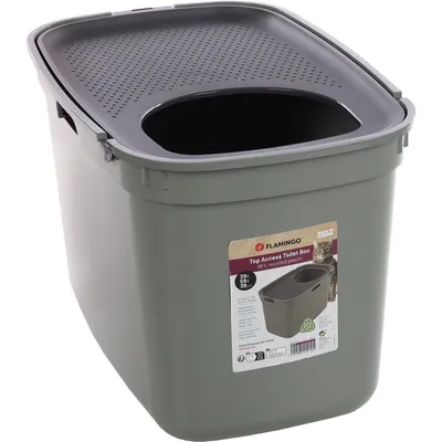 Bac à litière Kato Vert olive entrée par dessus pour chat