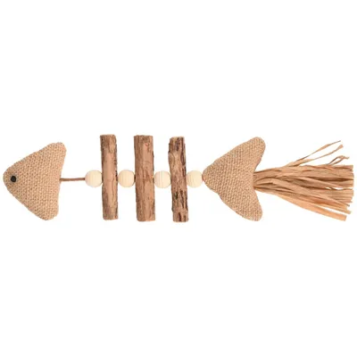 Poisson Topsy en bois Matatabi nature 21 x 2.5 cm jeux pour chat.