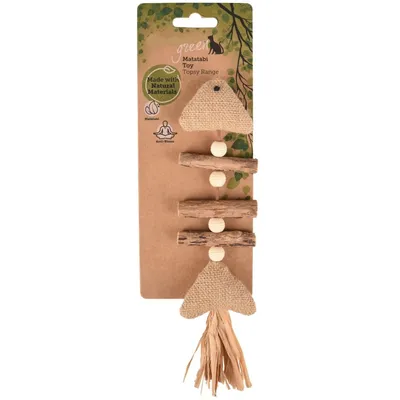 Poisson Topsy en bois Matatabi nature 21 x 2.5 cm jeux pour chat.