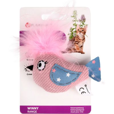 Oiseau rose WINNY  taille 9 x 10 x 3 cm Jouet pour chat