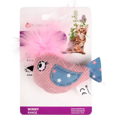 Oiseau rose WINNY  taille 9 x 10 x 3 cm Jouet pour chat