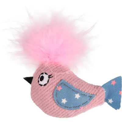 Oiseau rose WINNY  taille 9 x 10 x 3 cm Jouet pour chat