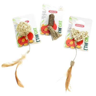 3 jouets en rotin et Matatabi, jouet pour chat