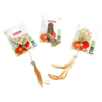 3 jouets en rotin et Matatabi, jouet pour chat