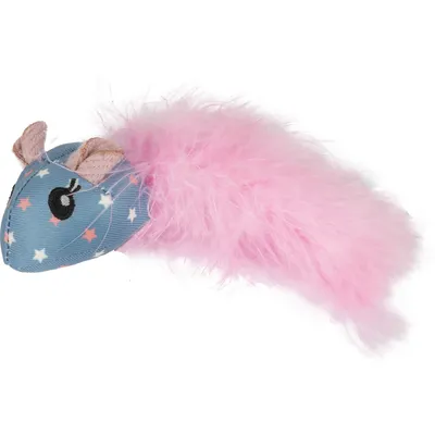 Souris rose WINNY. taille 6 x 14  x 3 cm. Jouet pour chat.