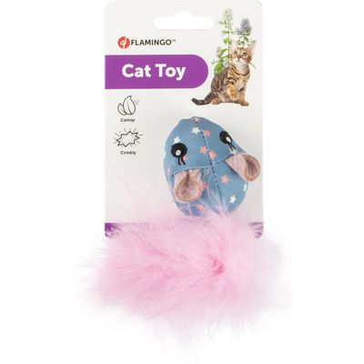 Souris rose WINNY. taille 6 x 14  x 3 cm. Jouet pour chat.