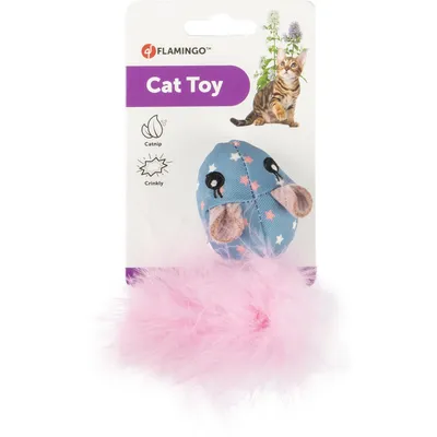 Souris rose WINNY. taille 6 x 14  x 3 cm. Jouet pour chat.