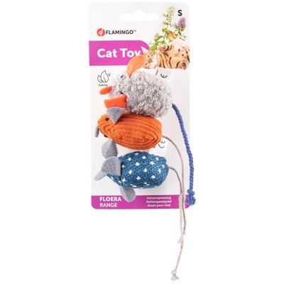 jouet chat lot de 3 souris Floera 14 cm  avec catnip