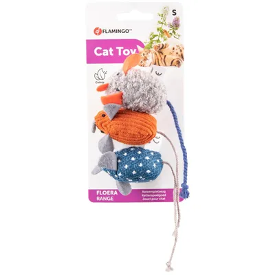 Flamingo - jouet chat lot de 3 souris Floera 14 cm  avec catnip