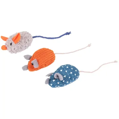 jouet chat lot de 3 souris Floera 14 cm  avec catnip