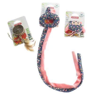 3 jouets, chouette, disque carton et jouet de porte tissu fleur,  pour chat