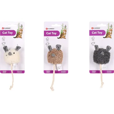 Flamingo - 1 souris ronde SUAVA 15 cm  jouet pour chat  couleur aléatoire