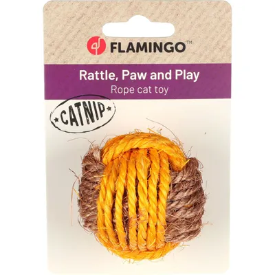 Flamingo - Jouet Justo balle 5 cm Brun & Jaune pour chat