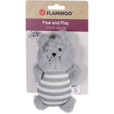 Flamingo - Ours Gris avec Catnip 16 x 11 x 3 cm Jouet pour chat