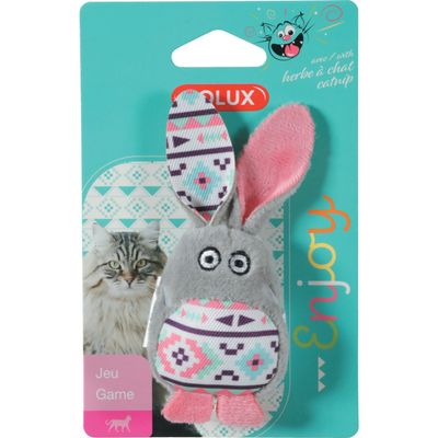Lapin gris Kali. 11 x 5 cm x 3 cm. avec catnip. Jouet chat