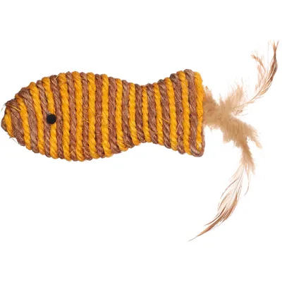 Flamingo - Jouet Justo poisson 14 x 5 x 2 cm Brun & Jaune pour chat