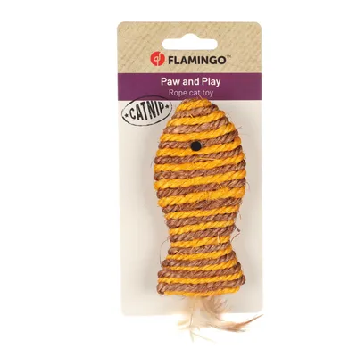 Flamingo - Jouet Justo poisson 14 x 5 x 2 cm Brun & Jaune pour chat