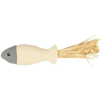 Poisson Natural fun. 20 cm. gris beige. gamme green. jouet pour chat.