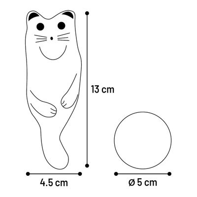 Jouet Chat Gris + balle avec Catnip 13 cm x 3 cm pour chat