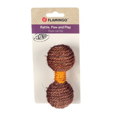 Flamingo - Jouet Justo Haltère 11.8 x 5 cm Brun & Jaune pour chat