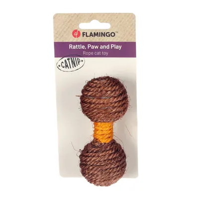 Flamingo - Jouet Justo Haltère 11.8 x 5 cm Brun & Jaune pour chat