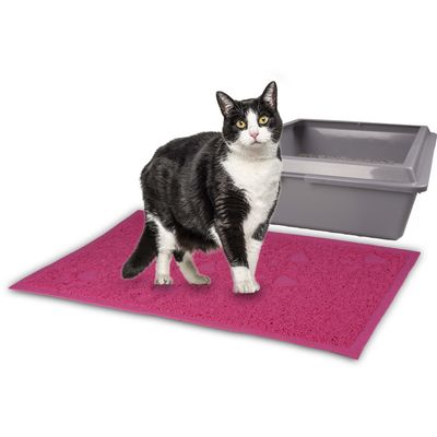 Tapis rose 40 x 60 cm pour bac à litière pour chat
