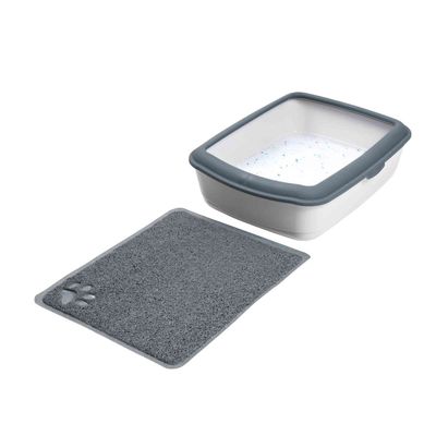 Tapis pour bac à litière gris 40 x 60cm pour chat