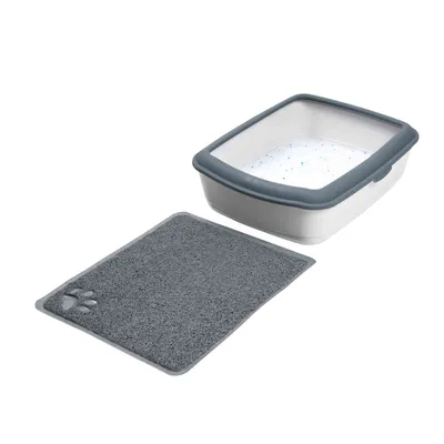 Tapis pour bac à litière gris 40 x 60cm pour chat