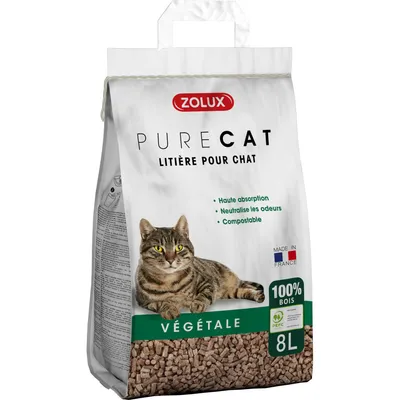 zolux - Litière végétale granules de bois PureCat 8 L soit 5.66 kg pour cha