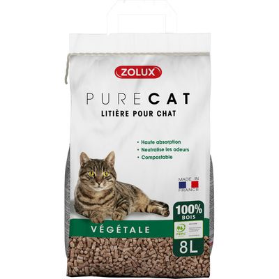 zolux - Litière végétale granules de bois PureCat 8 L soit 5.66 kg pour cha