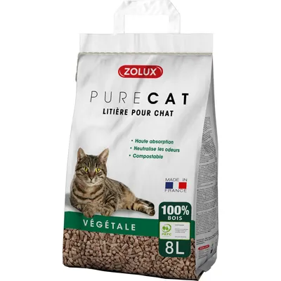 zolux - Litière végétale granules de bois PureCat 8 L soit 5.66 kg pour cha