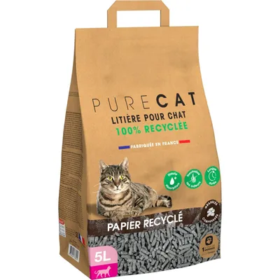Litière granulés compressés en papier 100 % recyclé, 5 litres, pour chat