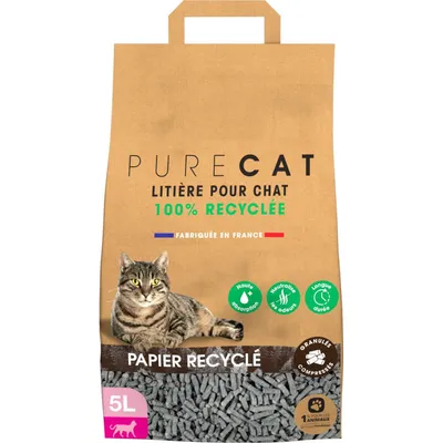 Litière granulés compressés en papier 100 % recyclé, 5 litres, pour chat