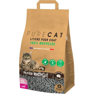 Litière granulés compressés en papier 100 % recyclé, 5 litres, pour chat