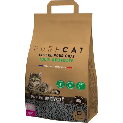 Litière granulés compressés en papier 100 % recyclé, 10 litres, pour chat