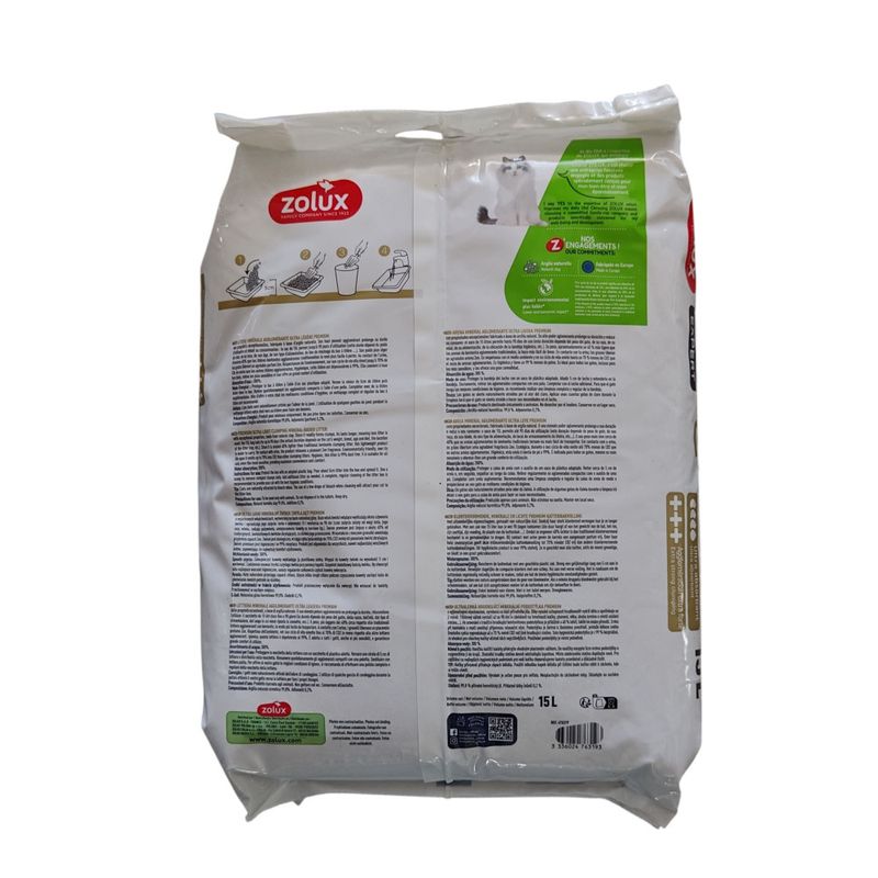 zolux - Litière agglomérante minérale 15 Litres soit 9.8 kg  pour chat