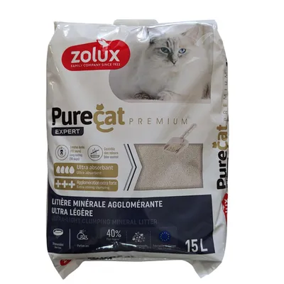 Litière agglomérante minérale 15 Litres soit 9.8 kg  pour chat