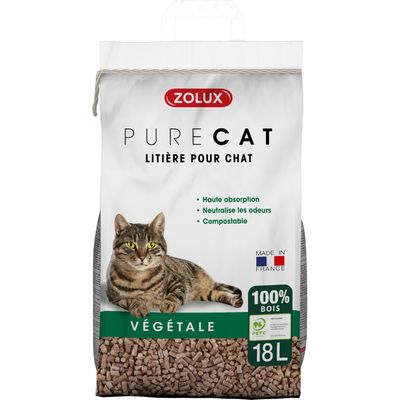 zolux - Litière végétale granules de bois PureCat 18 L soit 12.5 kg pour ch
