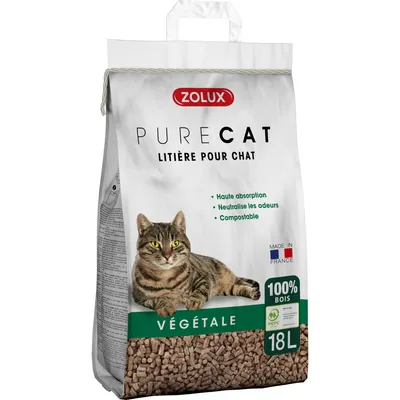 zolux - Litière végétale granules de bois PureCat 18 L soit 12.5 kg pour ch