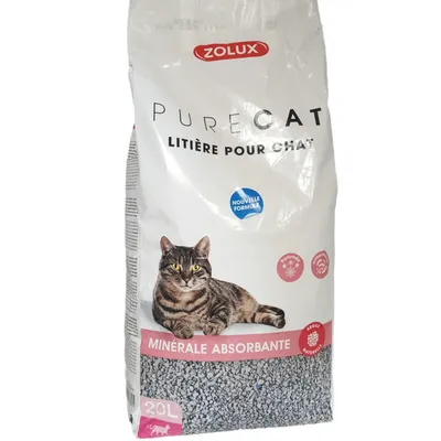 Litière pure cat minérale absorbante parfumée 20 litres soit 13 kg pour cha