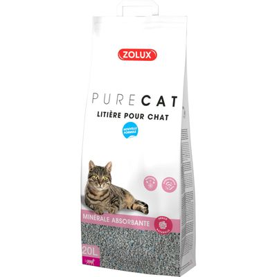 Litière pure cat minérale absorbante parfumée 20 litres soit 13 kg pour cha