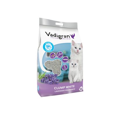 Vadigran - Litière pour chat CLUMP WHITE. 10 kg - 12 litres. senteur lavand