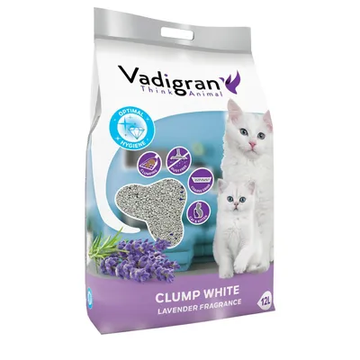 Vadigran - Litière pour chat CLUMP WHITE. 10 kg - 12 litres. senteur lavand