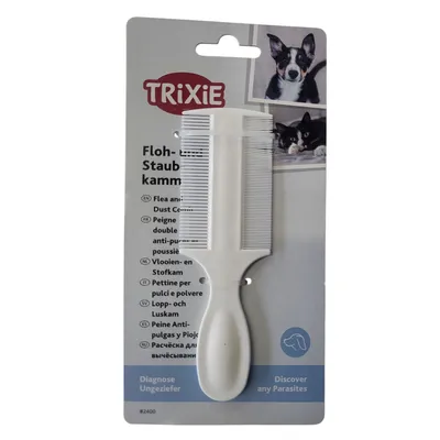 Trixie - Peigne double antipuces et poussière pour chat et chien