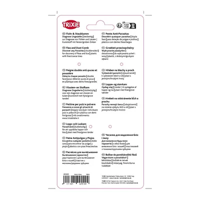 Trixie - Peigne double antipuces et poussière pour chat et chien